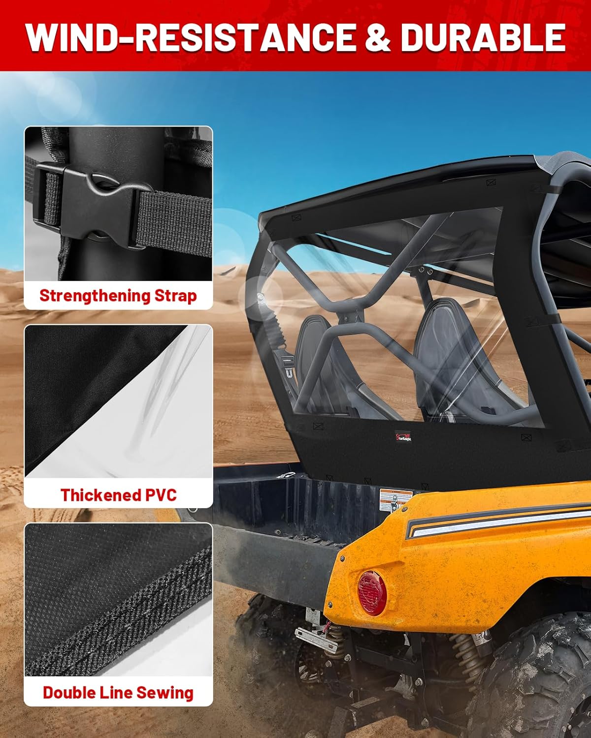 StarknightMT TERYX Soft Rear Window Rainproof Back Window Compatible with 2013-2025 KAWASAKI TERYX 4 800 Dustproof UTV Back Windshield Dust Panel Accessories