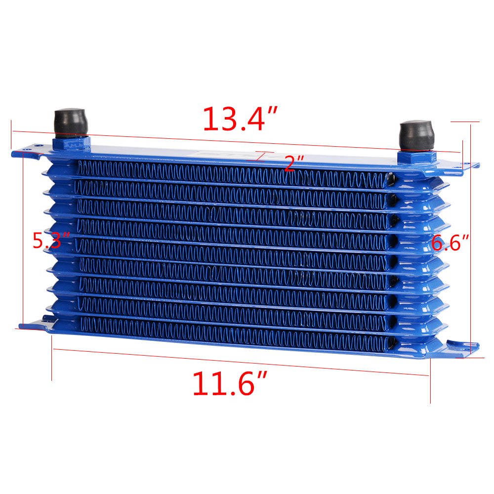 10 Row AN10-10AN Aluminum Universal Engine Transmission Oil Cooler Kit Oil Filter Relocation Kit Black