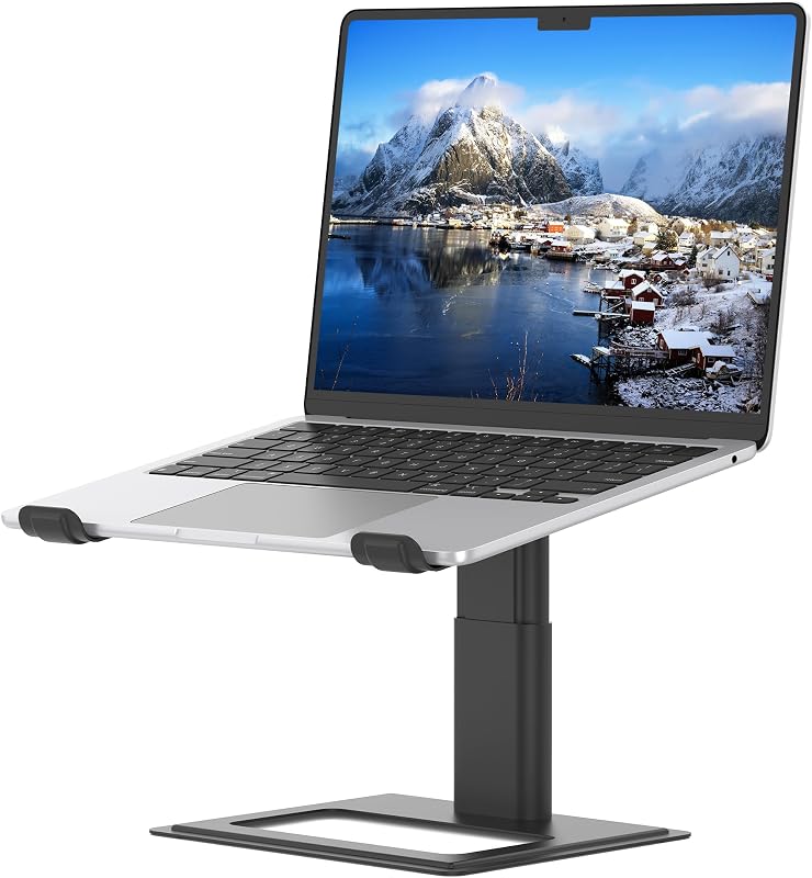 Soporte para portátil ajustable SOUNDANCE, elevador ergonómico de aluminio para portátiles de 10-17,3", soporte de metal ventilado con alineación de altura para espacio de trabajo de escritorio, negro