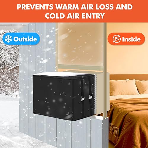 Miniatura 4 de 2 cubiertas de aire acondicionado para ventana, cubiertas de aire acondicionado para exterior e interior, aislamiento de 3 capas con papel de