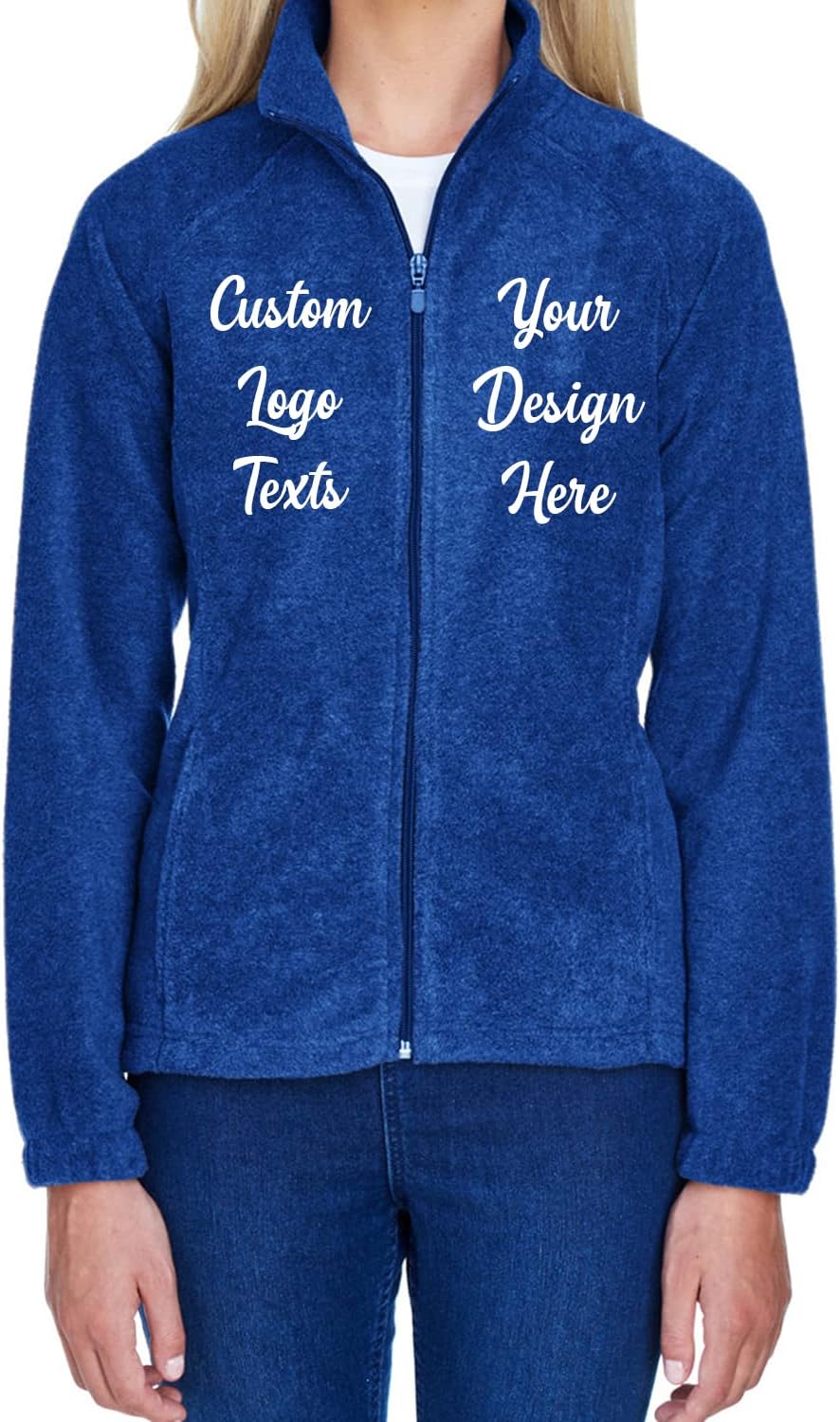 INK STITCH Women M990W Custom Stitching Logo Text Design Your Own Fleece Full Zip Jackets - Multicolors