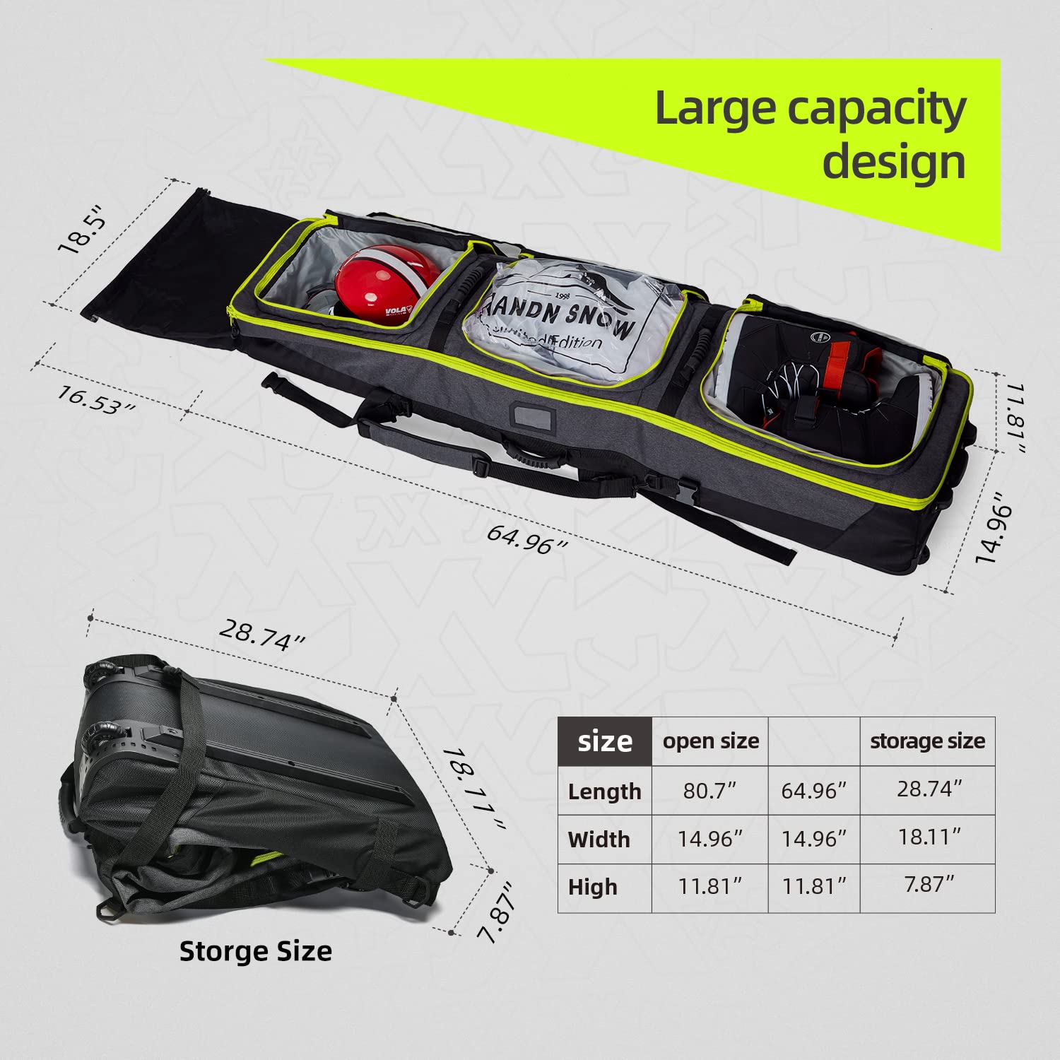 XCMAN Bolsa de snowboard con ruedas acolchada extensible para viajes aéreos ajustable impermeable