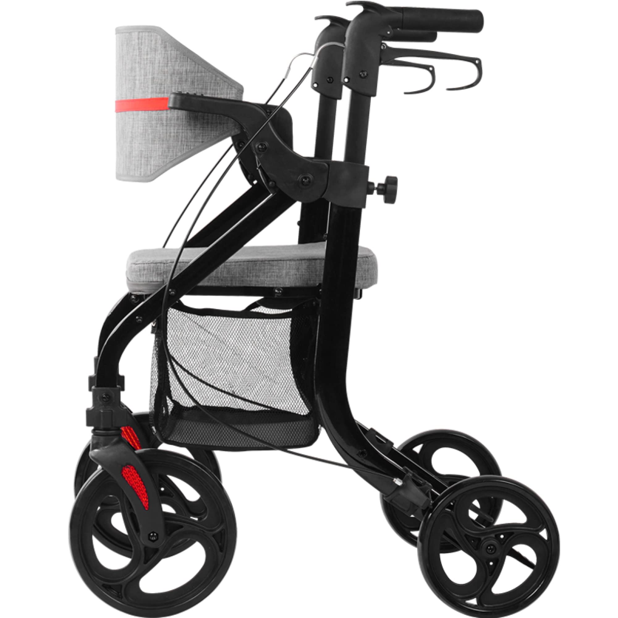 Andador con ruedas para personas mayores y adultos - Andador de silla de transporte plegable con asiento acolchado y ruedas delanteras universales de 10'' - Ayuda para la movilidad con mango ajustable
