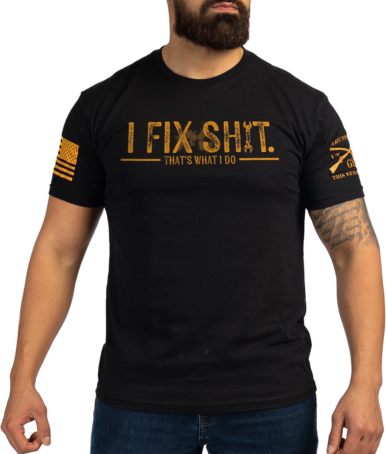 Grunt Style I fix Sht - Funny Graphic Tee, Work Inspired, Blue Collar - Men's Short Sleeve T-Shirt