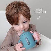 Vista 5 de SAMiGO Silicone Sippy Cup, Baby Straw Cup for 6 12 18 Months, Sippy Cup with Straw for Toddlers 1-3 Years, Baby Water Cup for Drinking and Training