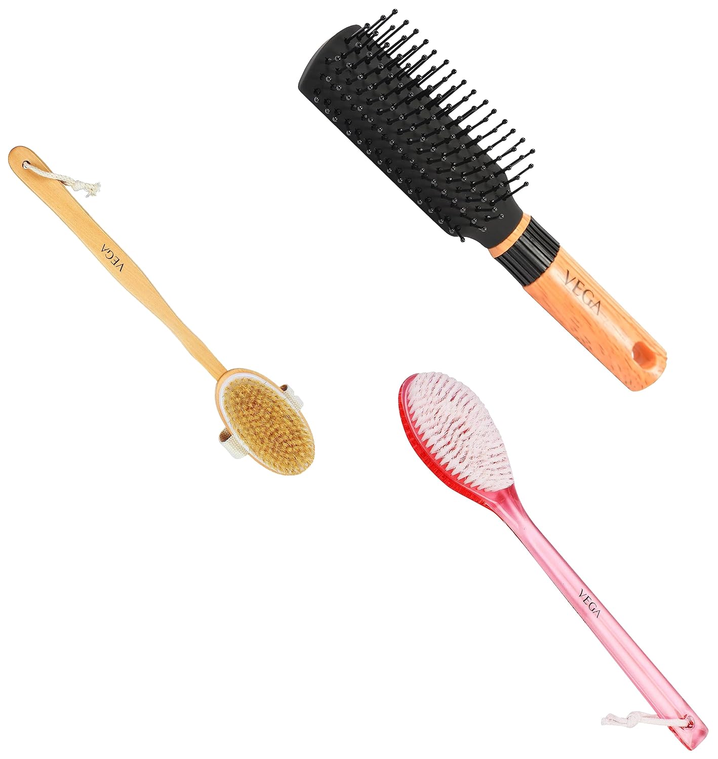 Buy VEGA Detachable Wooden Bristle Bath Brush with Long Handle Easy