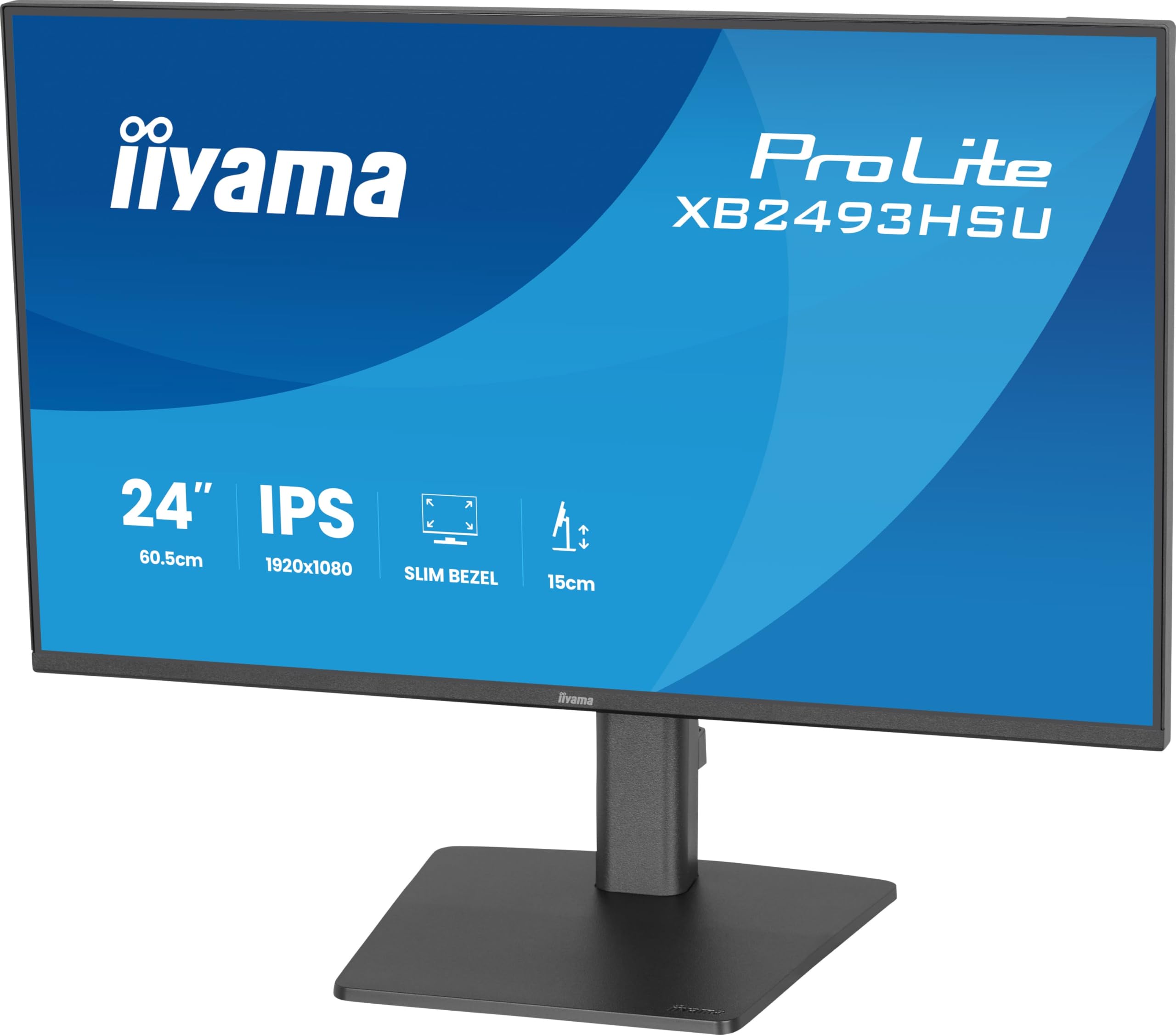 iiyama Prolite XB2493HSU-B1 60,5cm 23,8" IPS LED-Monitor Full-HD 120Hz HDMI DP USB2.0 Slim-Line Höhenverstellung Pivot Adaptive Sync Energieklasse C schwarz