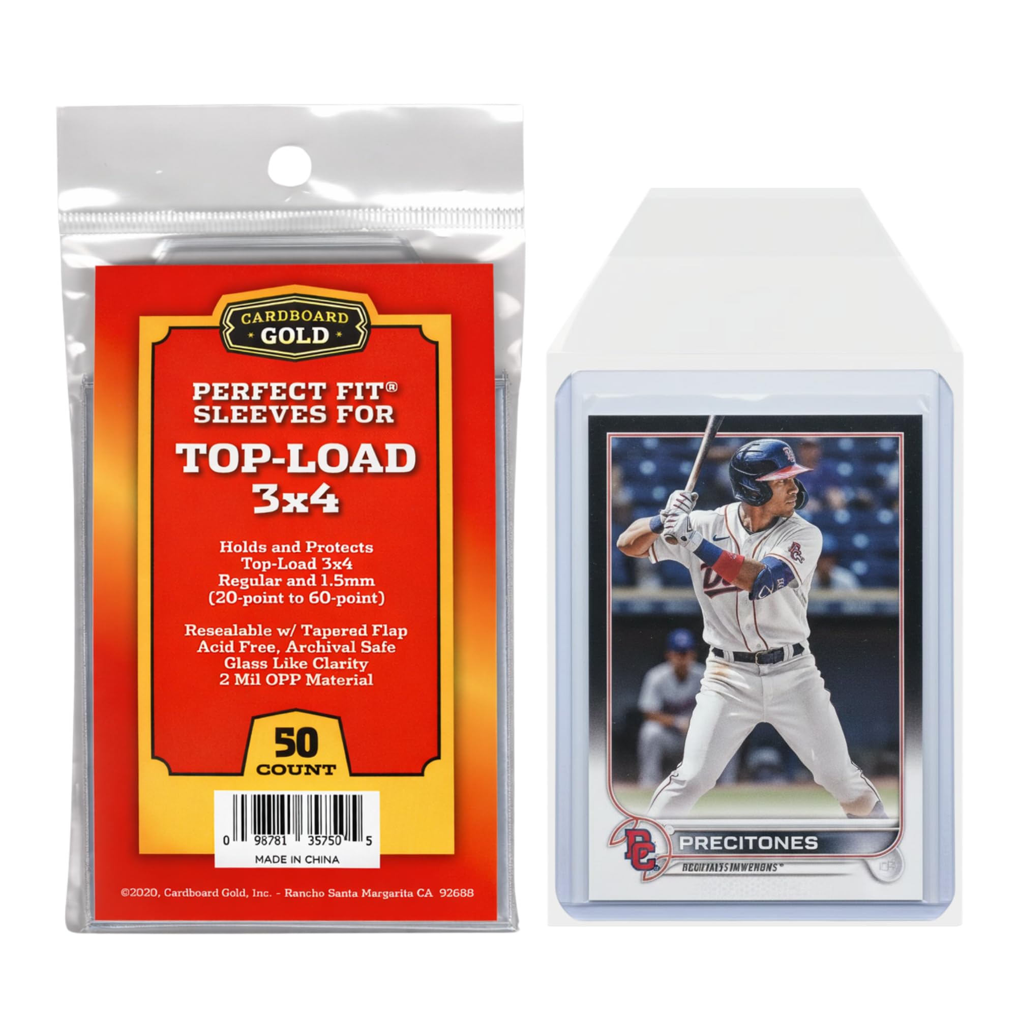 Cardboard Gold Toploader Sleeves - Ultimate Protection Resealable Snug Fit Top Loader Sleeves - Acid Free Archival Safe - Holds Toploaders Securely (20pt-60pt Sleeves, 500 Toploader Sleeves) โ image 1