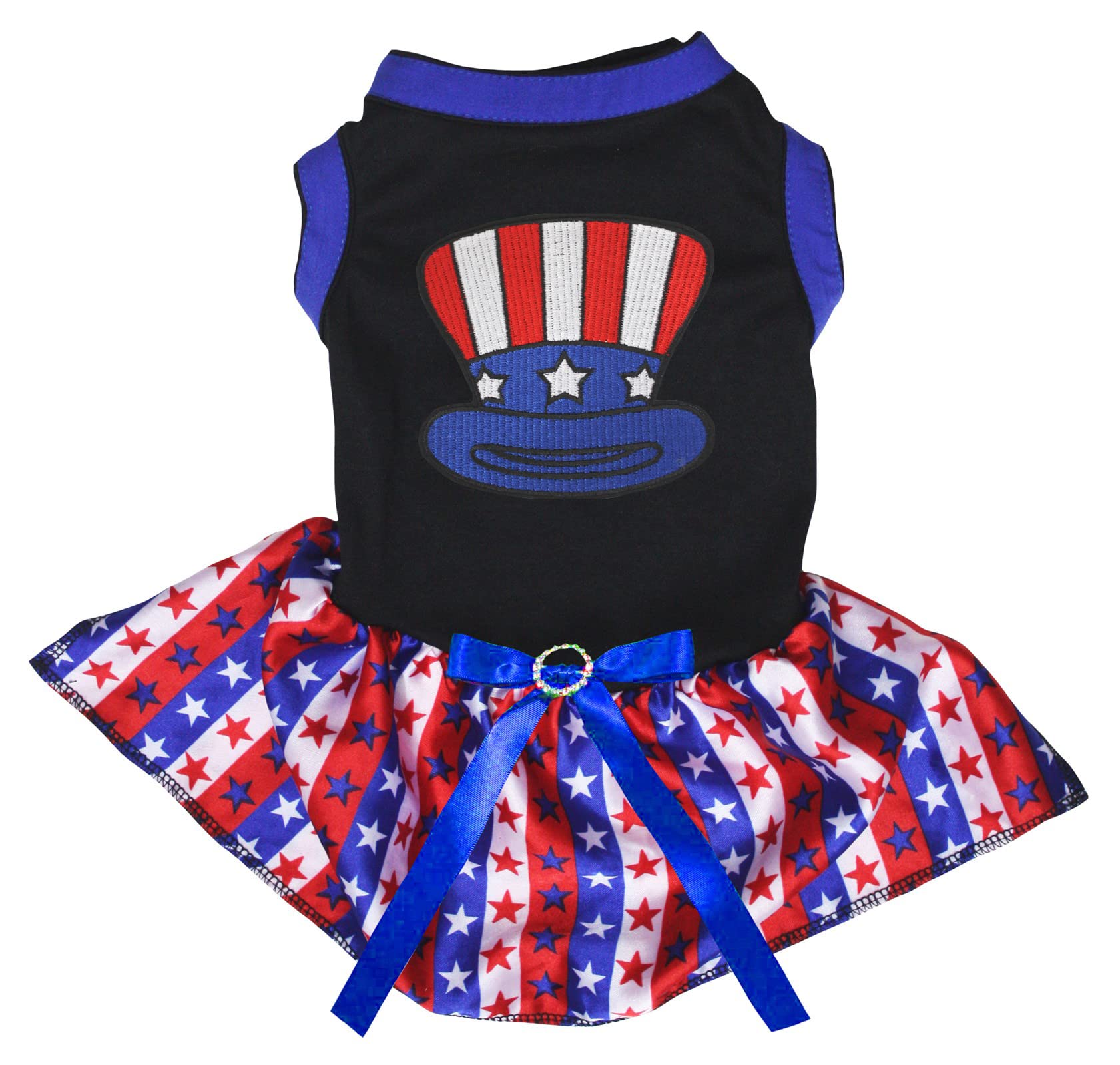 Robe pour chiot motif Oncle Sam vêtement chien taille XS noir étoiles rayées