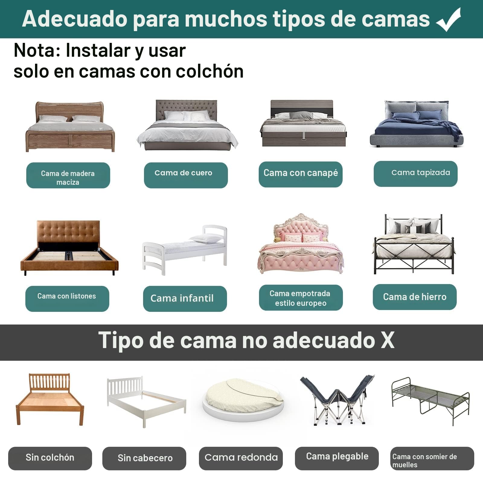 LZQ 2 barandillas de protección contra caídas, protección para los bordes de la cama, forma ajustable, altura ajustable para niños y bebés, gris, 150 cm