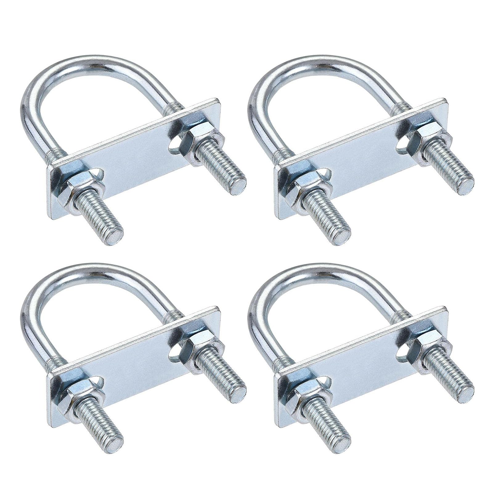 TA-VIGOR 4 sets M8 Round U-Bolts, 35mm Inner Width 75mm Length Steel U-Bolts with Nut, Plate for Attaching Piping Conduit Cable Tube Brackets Boat Trailer