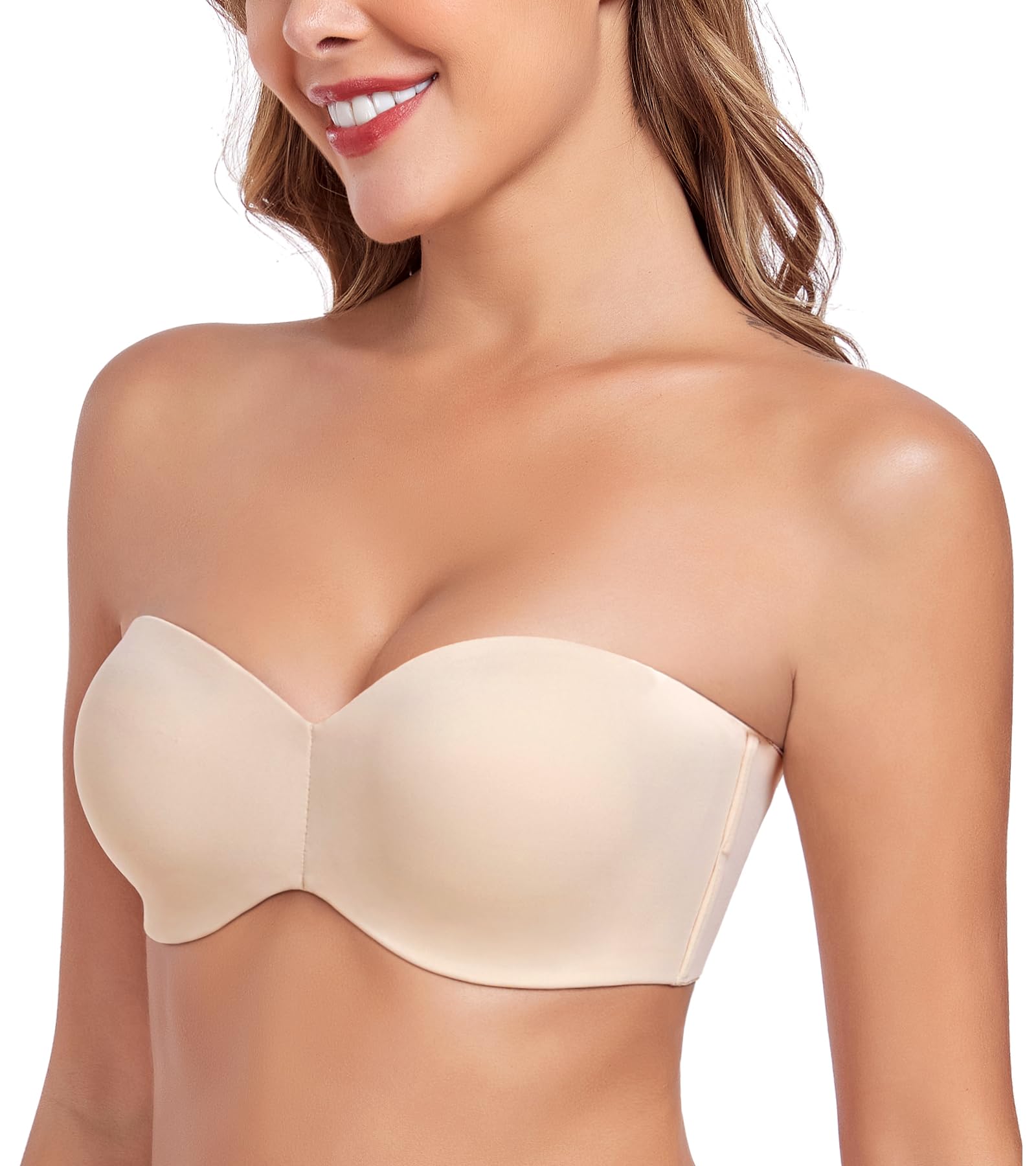 Exclare Women's Strapless Bra Minimizer for Large Busts Unlined Underwire Anti-Slip Bandeau