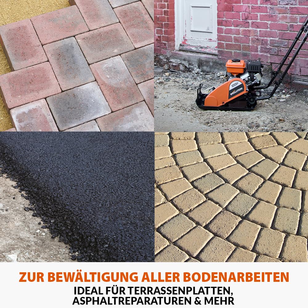 Evolution Power Tools H320-P Hulk Benzin Vibrationsstampfer, Rüttler, rüttelplatte - Ideal zum Nivellieren von Gehwegen, Vorbereiten von Kunstrasenflächen, Terrassen, Blockarbeiten, Sand
