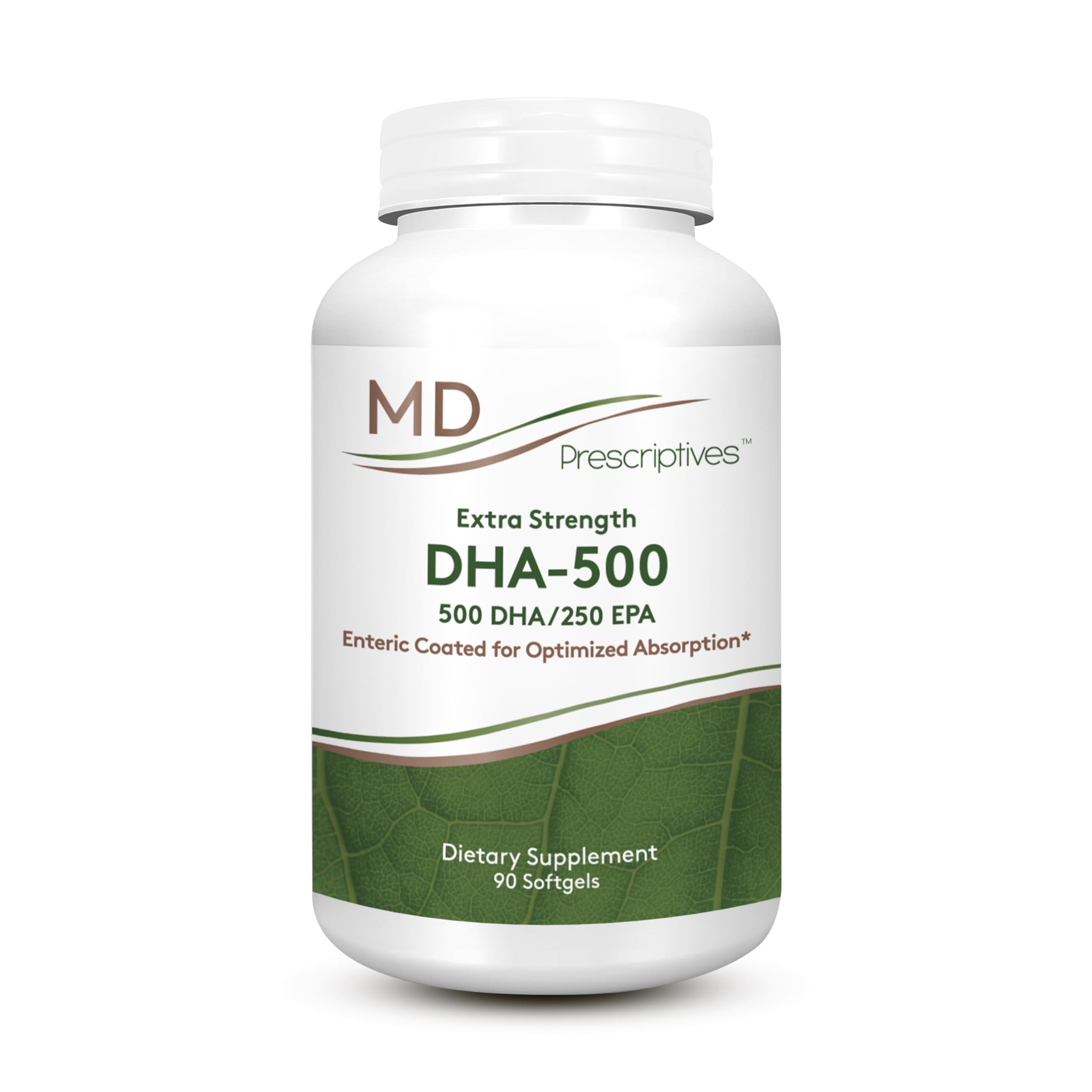 DHA-500 - Extra Strength Omega 3 - Enteric Coated for Optimal Absorption - Once Daily Omega 3 Fatty Acids Supplement - 90 Softgels