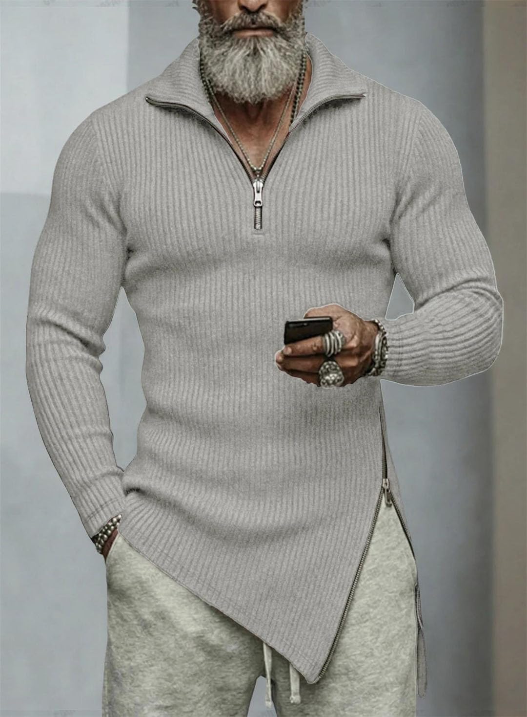 Men's Quarter Zip Slim Fit Stand Collar Casual Long Sleeve Warm Base Layer T Shirt