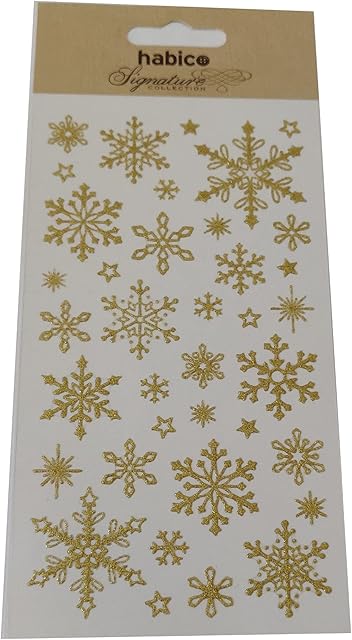 Gold Glitter Assorted Snowflake Stickers for Christmas Décor, Craft and Card Making