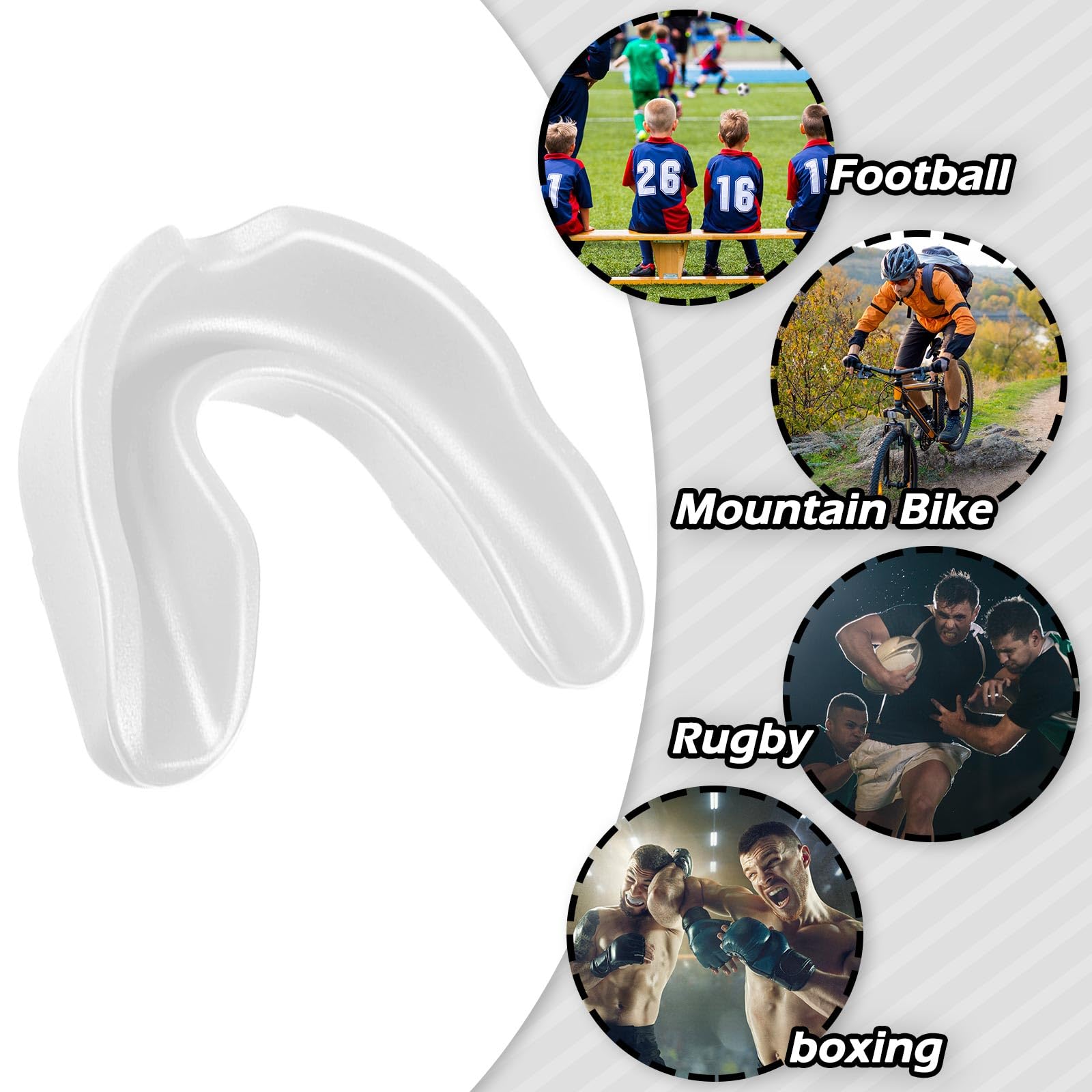 Kathfly 100 paradenti per ragazzi, per sport, atletica, calcio, protezione gengive per boxe, basket, hockey, karate (bianco, nero)