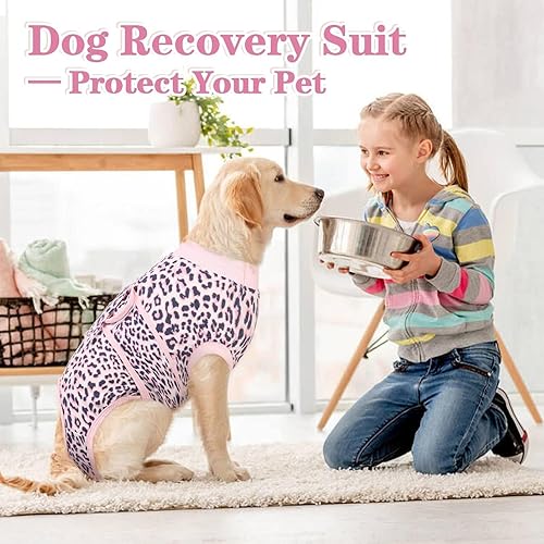 Miniatura 7 de Kuoser Traje de cirugía para perro, cómodo traje de recuperación para perros, mameluco protector posoperatorio, alternativa suave al cuello E para