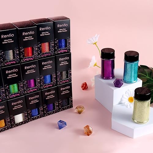 Miniatura 21 de Renfio Polvo ultra fino de purpurina rojo vino oscuro, 2.11 onzas (2.12 oz), copos de PET, manualidades, lentejuelas, decoración de slime, seguro