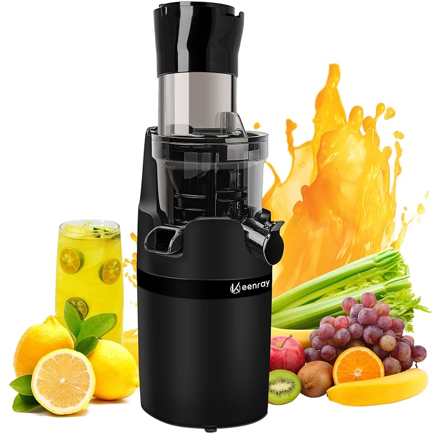 Immagine del prodotto Estrattore Frutta e Verdura, Keenray Spremiagrumi a Freddo Estrattore, 60 giri/min, Estrattore di Succo con pennello, Senza BPA, Scivolo di Alimentazione Largo 80 mm, Facile da Pulire(EL18)