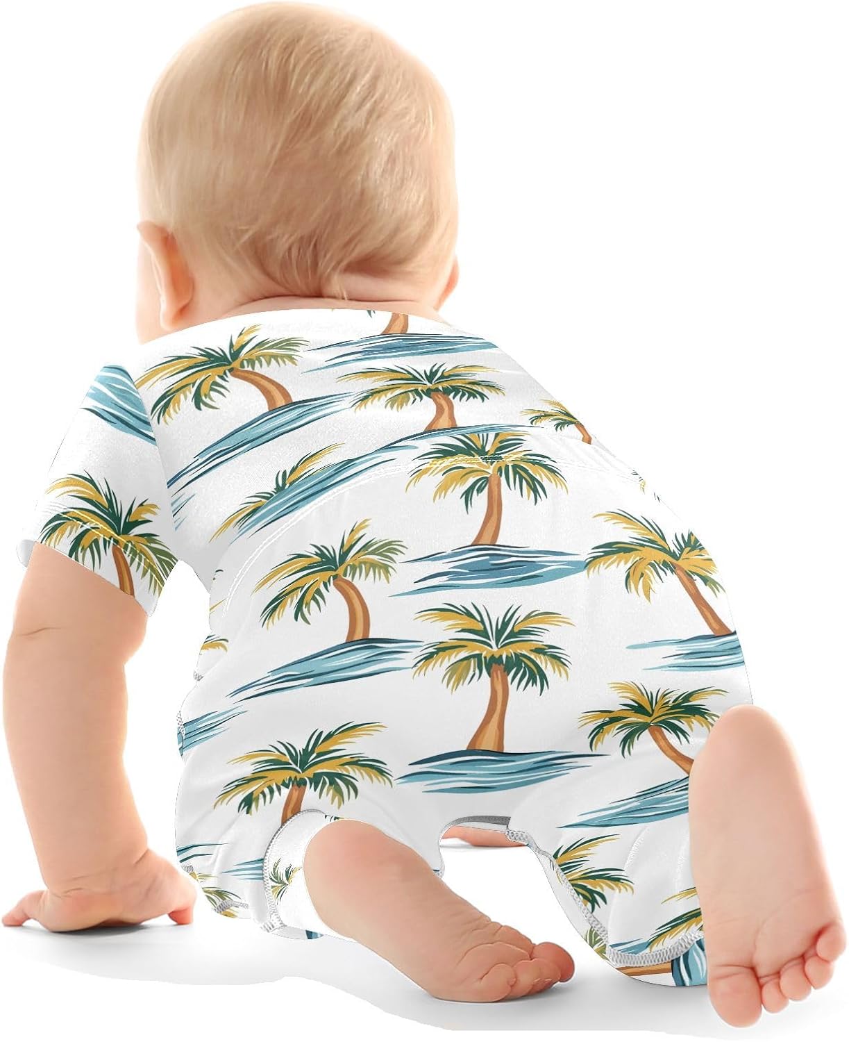 vvfelixl Baby Clothes Beach Palm Trees Baby Bodysuits Set Unisex Short Sleeve Babys Pants Sets 0-3M