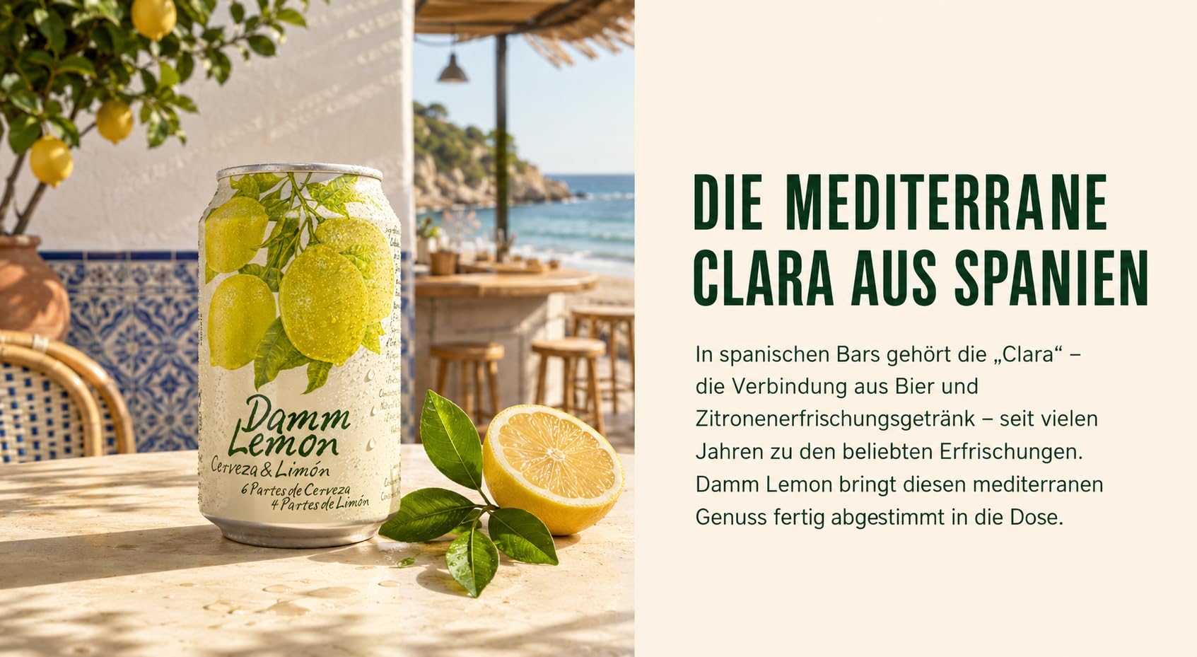 Damm Lemon Radler 24 x 0,33 l – Zitrone & Limette aus Spanien – 3,2%