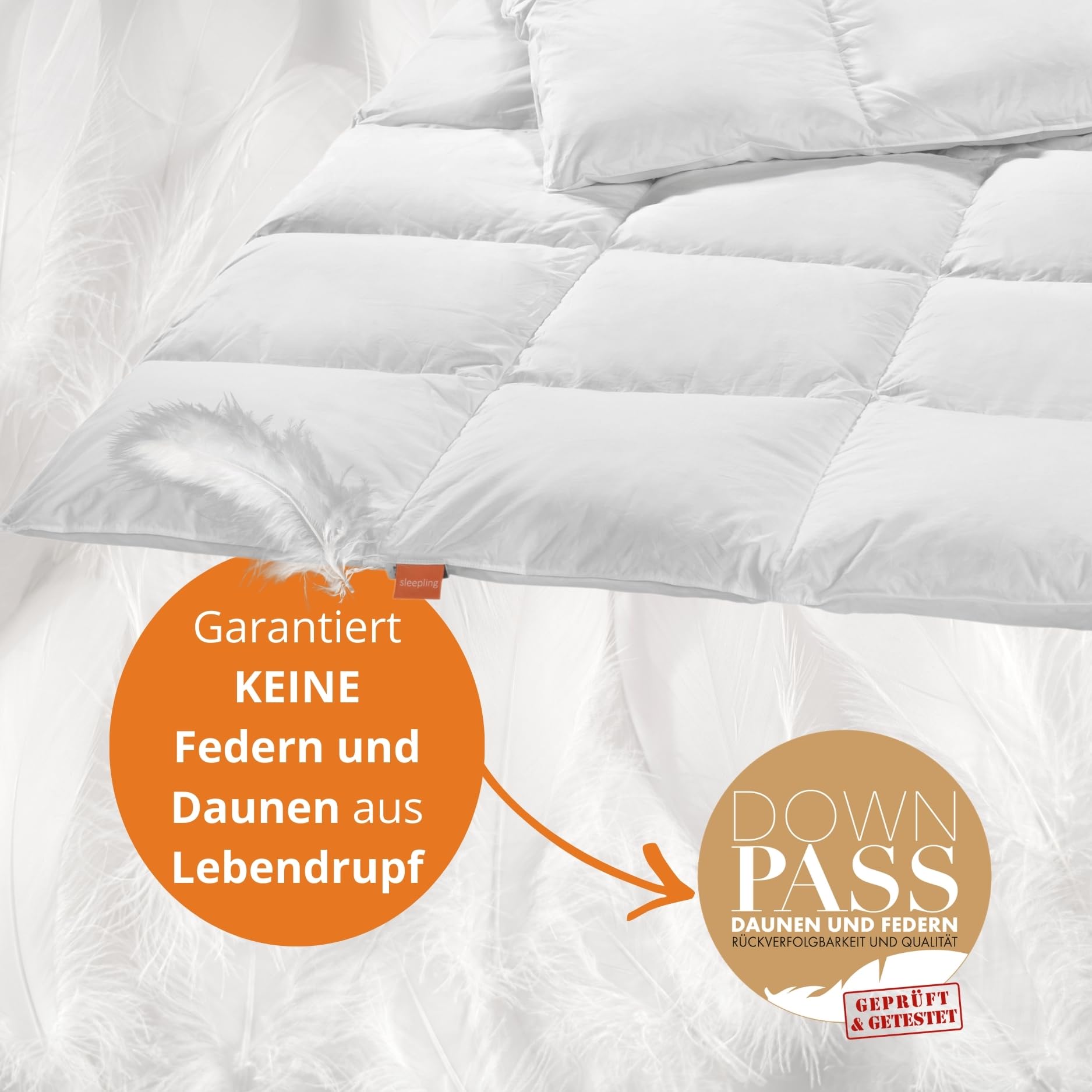 sleepling Sommer Daunendecke 100x135 cm Kinder, leichte Sommerdaunendecke, 90% Daunen & 10% Federn, Kinderbettdecke, Sommerbettdecke 100x135cm, Made in EU, Downpass, Oeko-Tex, waschbar bis 60 Grad