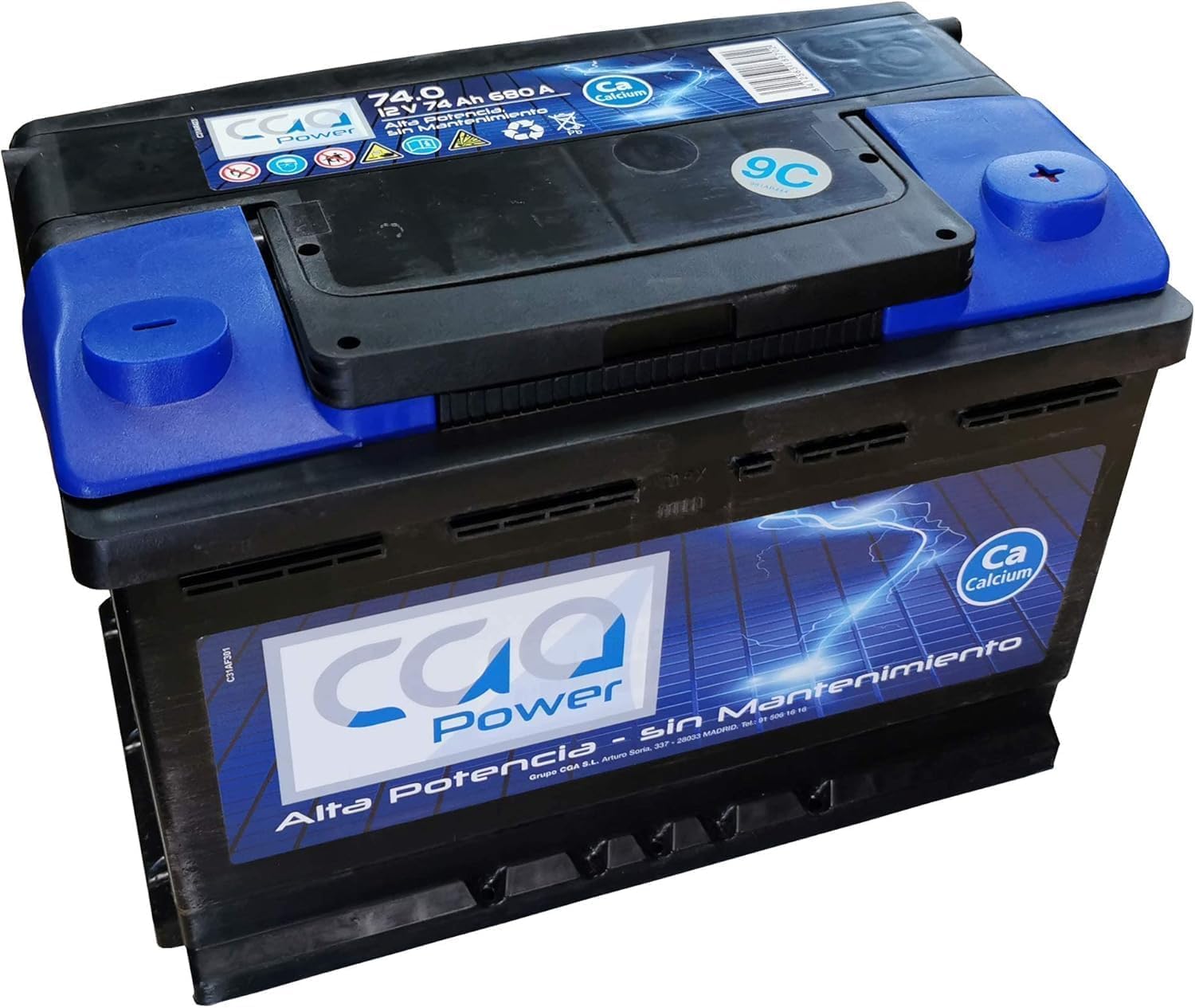 Batería de coche 75 Ah 640 Amp. 24 Meses de Garantía. Maxima Potencia. Primer Fabricante Europeo.