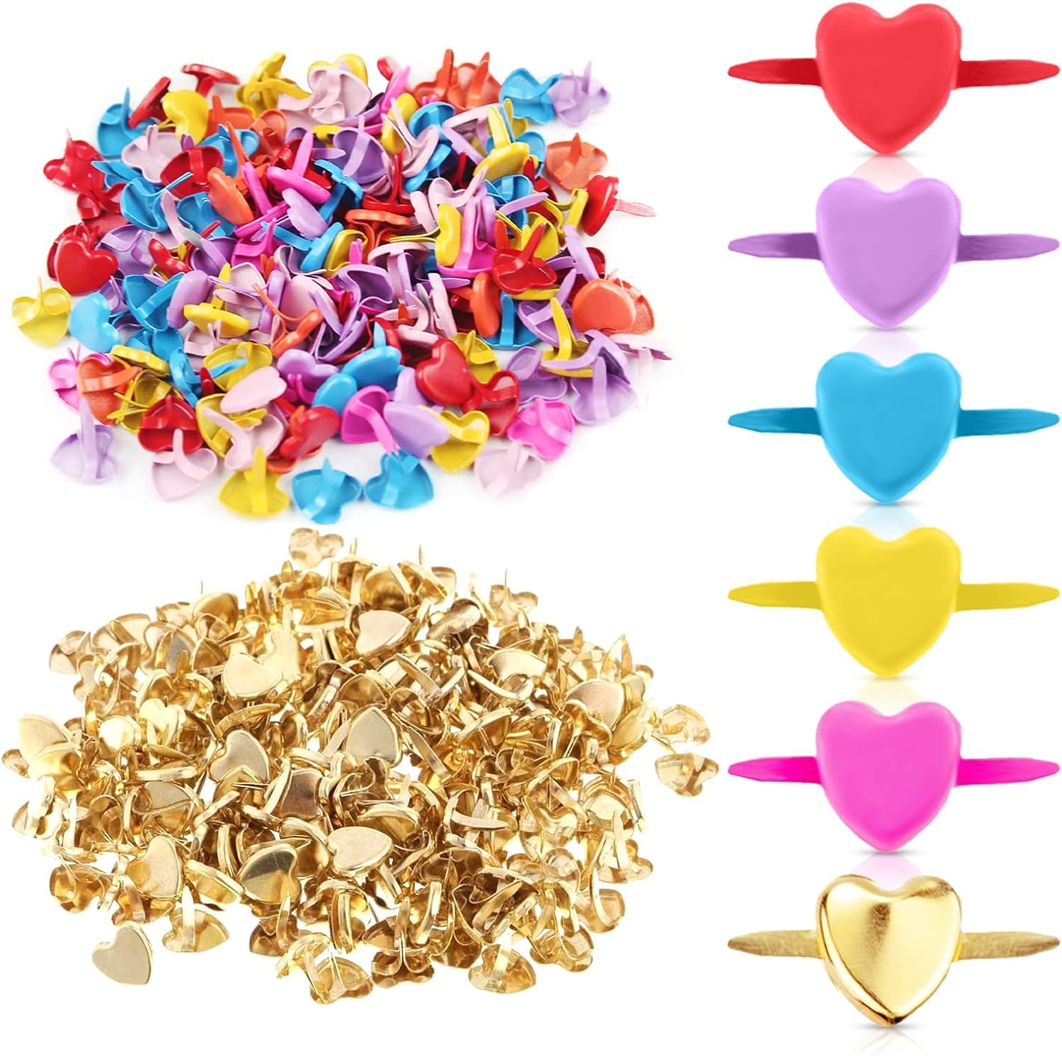 Mini Scrapbooking Brads, 200 Pieces Metal Brads, Mini Round Brads for Crafts, DIY, Craft Projects, Scrapbooking (Gold, Multiple Colours)