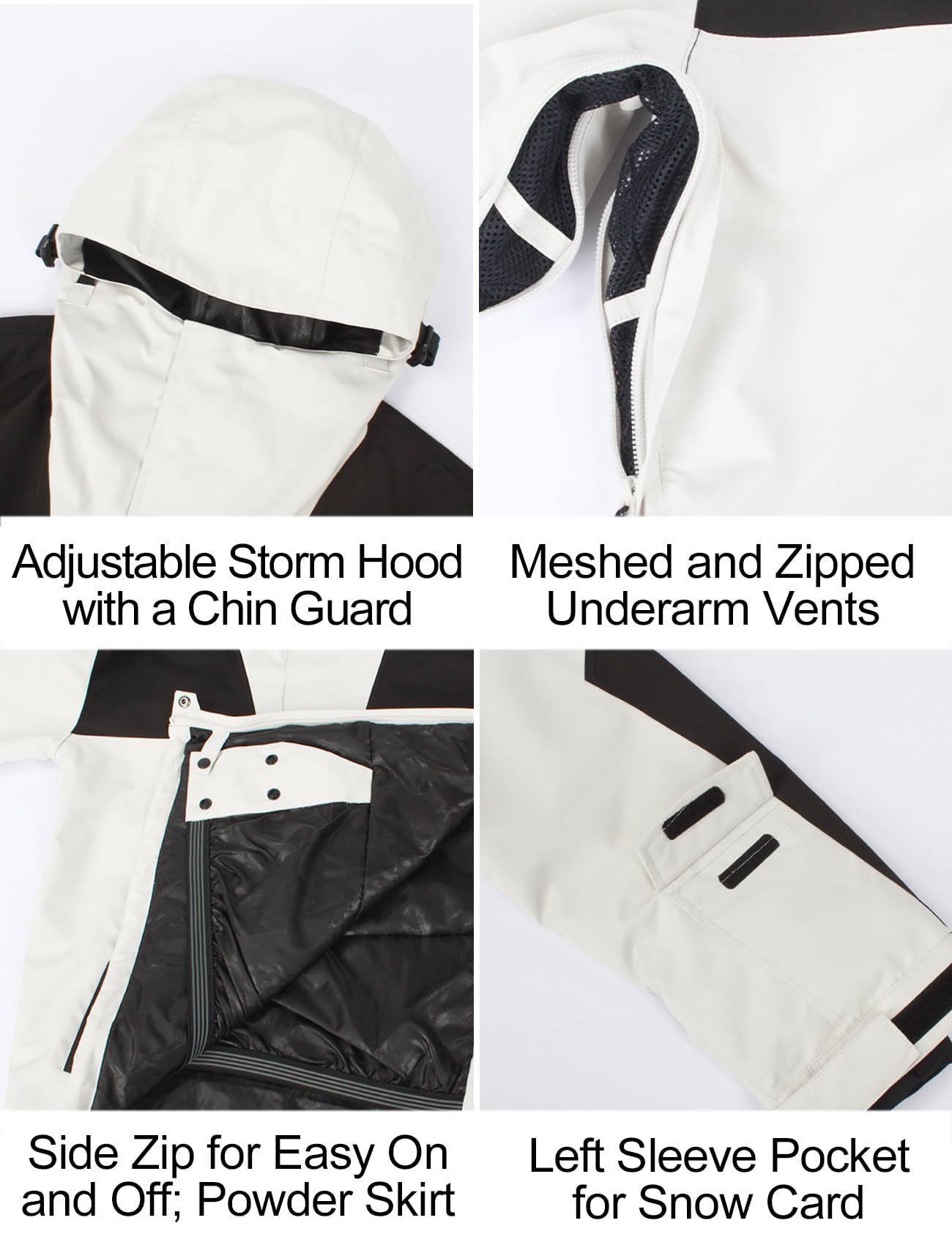 GSOU SNOW Veste de Ski et Snowboard pour Homme - Multi-poches Ample Baggy Unisexe Imperméable Coupe-vent Respirant Chaud à Capuche