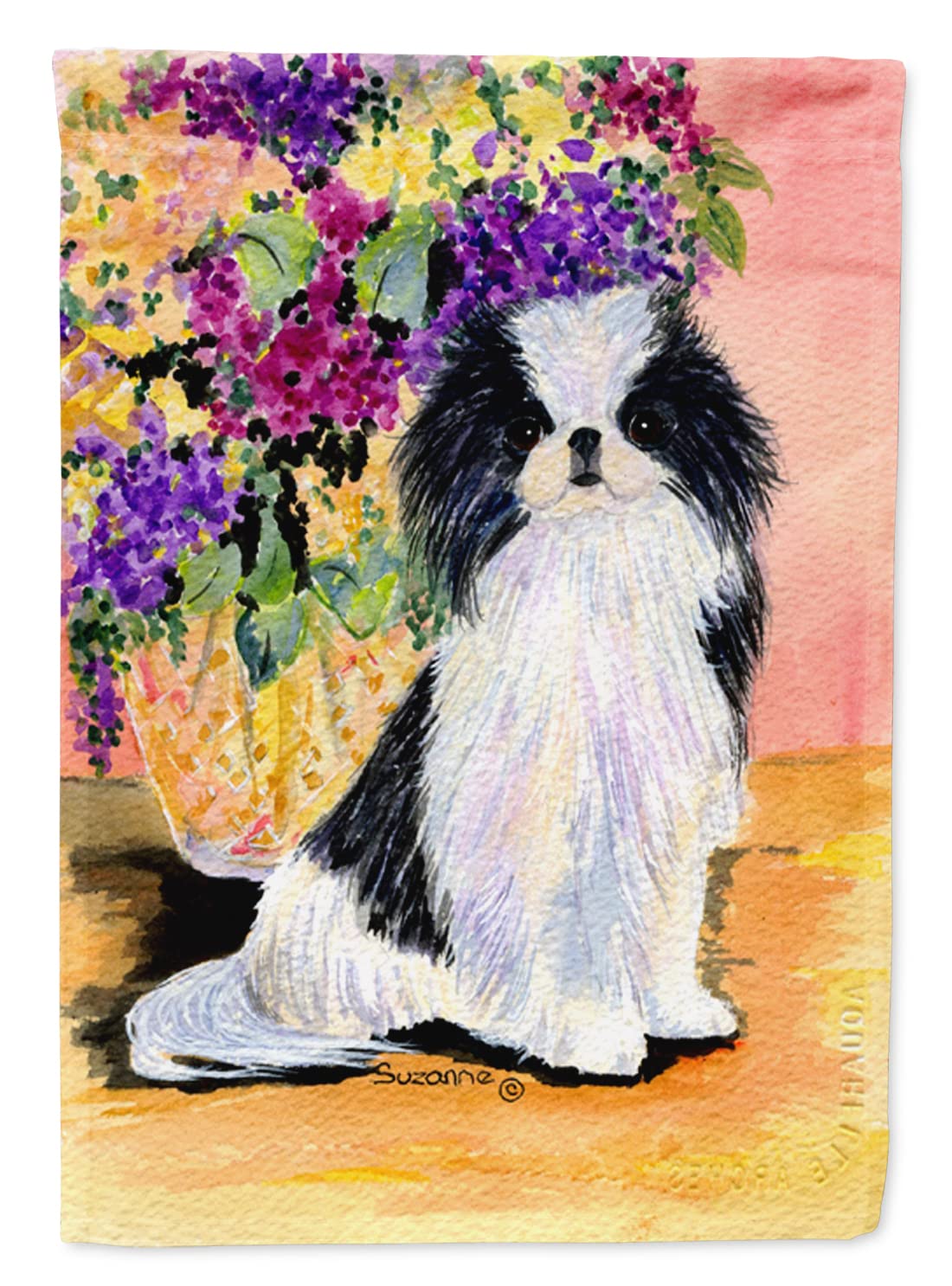 Grand drapeau de maison lavable et double face imprimé Japanese Chin multicolore