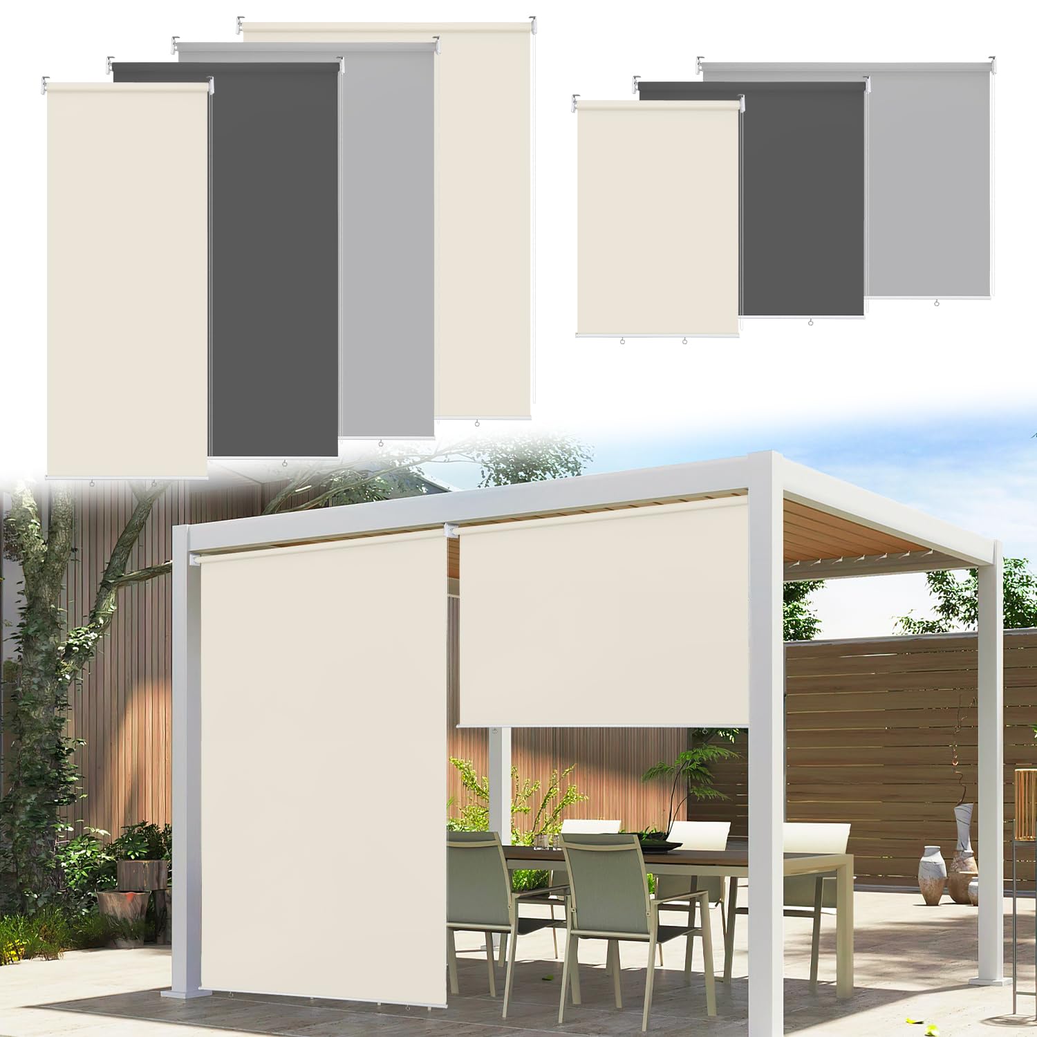 Tenda da sole verticale per esterni 180 x 240 cm ombreggiatura privacy balcone beige