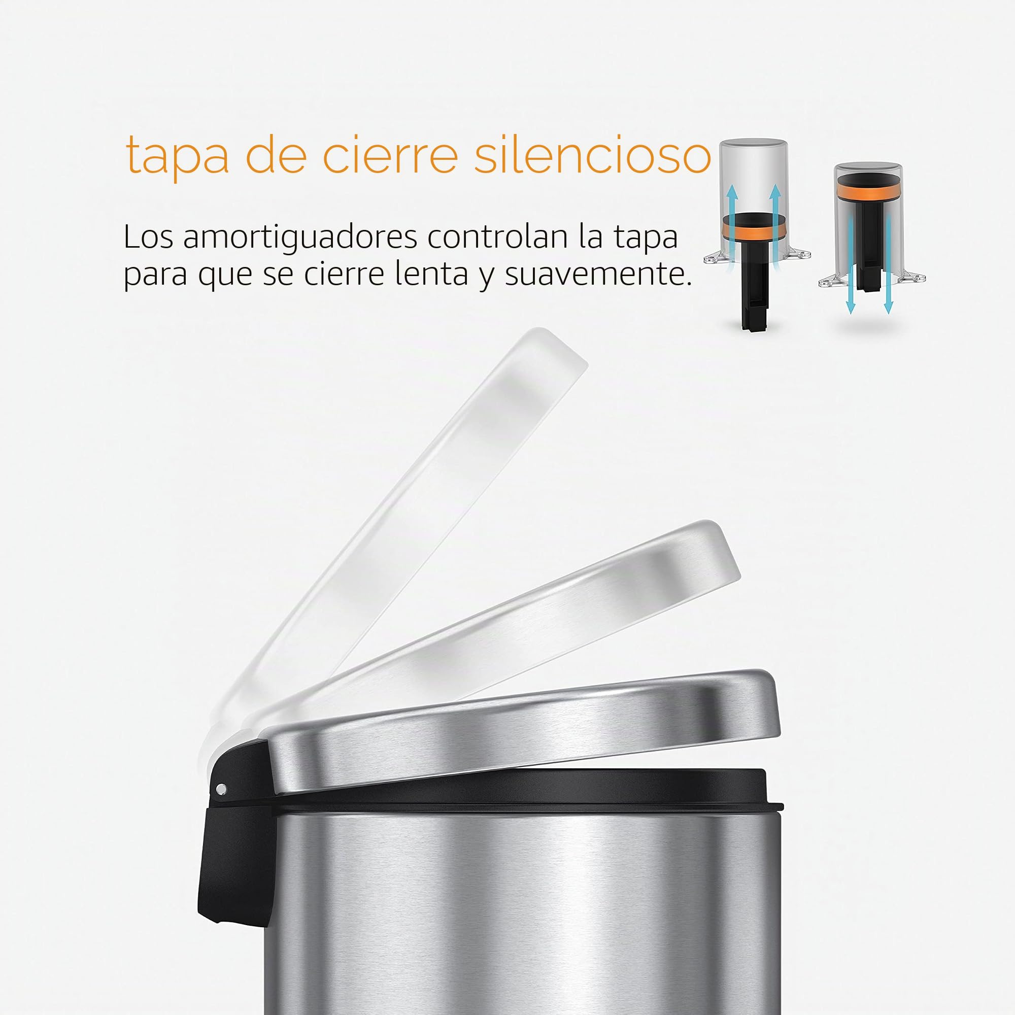 simplehuman CW1853CB cubo redondo con pedal, acero blanco, 4,5 L