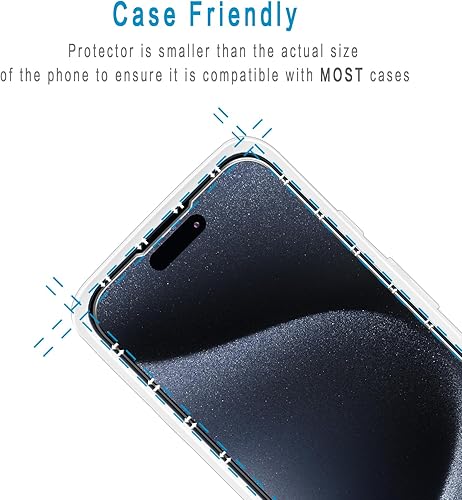 Miniatura 6 de HPTech - Protector de pantalla para iPhone 15 Pro de vidrio templado de 6.1 pulgadas, dureza 9H, fácil de instalar, sin burbujas (paquete de 2)