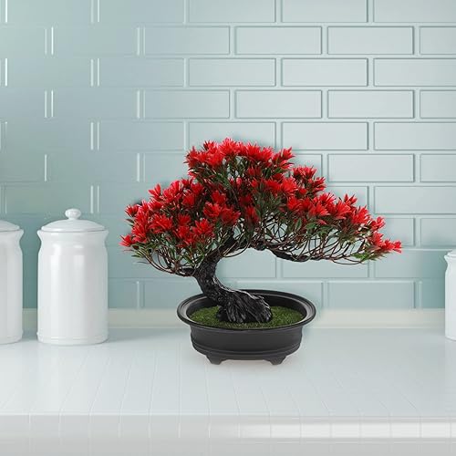 Miniatura 6 de Hemoton Árbol bonsái artificial, árbol de pino artificial, decoración de fiesta de Navidad, decoración del hogar, plantas falsas para pared,