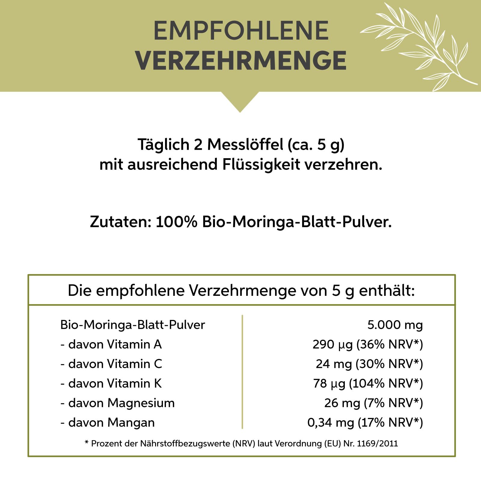 Bio Moringa Pulver 1kg | Moringa Oleifera Blattpulver in Premium Rohkost Qualität | 100% rein ohne Zusätze Vegan | (DE-ÖKO-007) aus Indien
