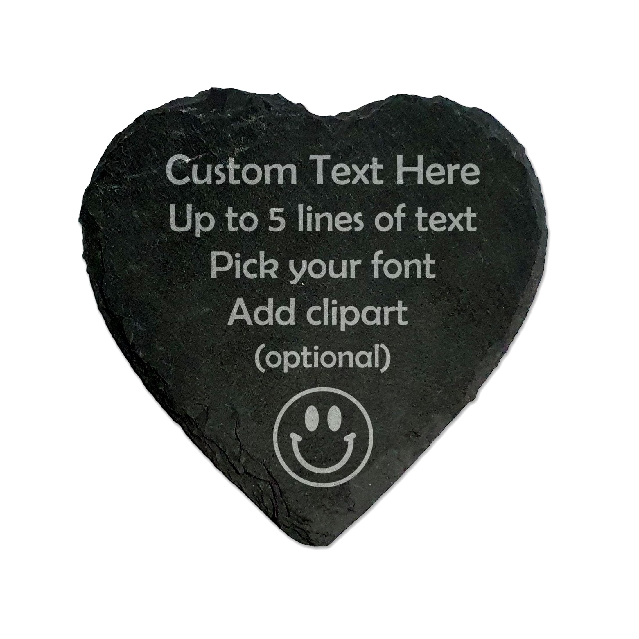 Grandcraft Design Custom Personalised Engraved Heart Shape Memorial Slate Coaster - Any Text Engraving And Cliparts | 10X10cm Uk Made