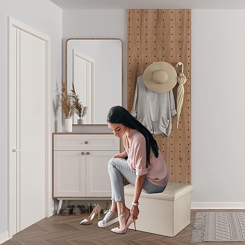 Miniatura 5 de ALASDO Reposapiés otomano de almacenamiento, taburete otomano pequeño con almacenamiento plegable otomano, reposapiés, banco para sala de estar, 17