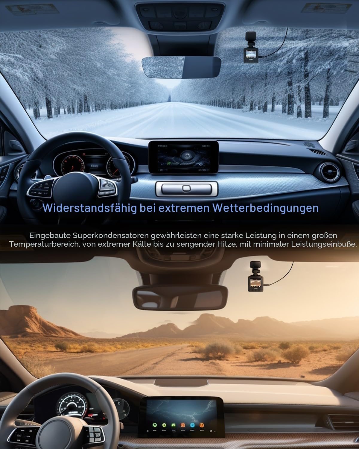 2K Dashcam, WLAN-Frontkamera, Mini-Kamera für Auto, unterstützt EIN externes GPS-Modul, App, Ultra-Nachtsicht, WDR, 24-Stunden-Parkmodus und Bewegungserkennung, G-Sensor