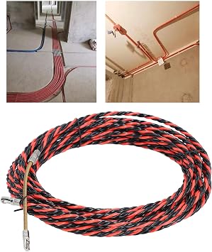 Electrical Spring Wire Threader Fish Tape Electrical Wire Threader Flat Head Manual Cable Puller Tool for Electrical Wiring Installation with Gloves Cable Ties (20M)