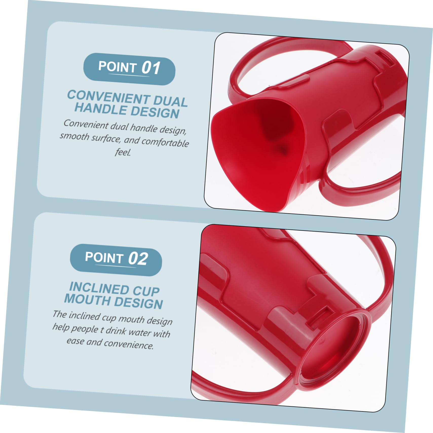 5piezas Taza De Antiderrame Para Pacientes Discapacitados y Ancianos Vaso Inclinado Para La Hidratación Para y Agua Diseño Ergonómico y Práctico Rojo