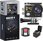 AKASO Brave 4 4K30fps 20MP WiFi Action Camera Ultra Hd with EIS 131ft Waterproof Camera Remote Control 5xZoom Underwater Camcorder with 2 Batteries and Bicycle Helmet Accessories Kit