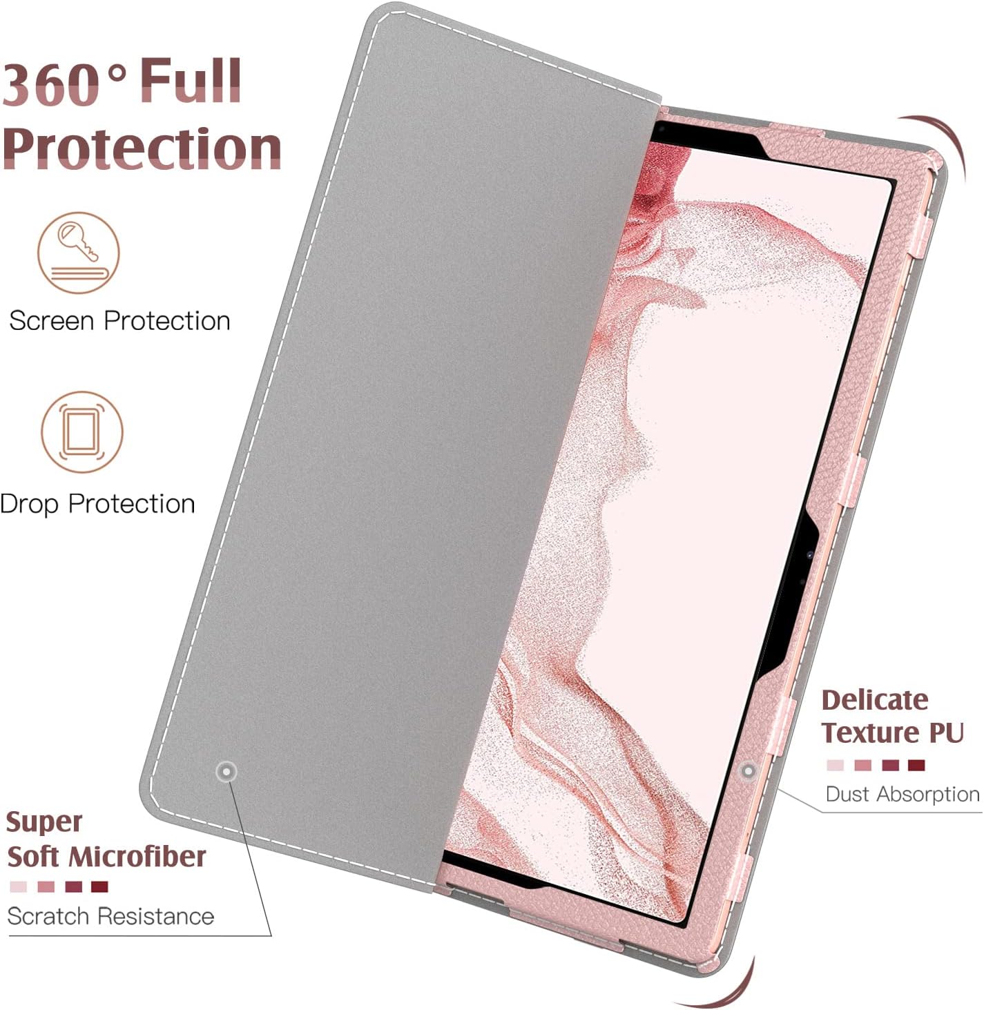 TiMOVO Case for All-New Galaxy Tab S8 Plus 12.4 inch 2022, Galaxy Tab S7 Plus 12.4 Inch 2020 Tablet, Premium PU Leather Folding Stand Cover Fit Galaxy Tab S7 Plus 2020 Tablet - Rose Gold