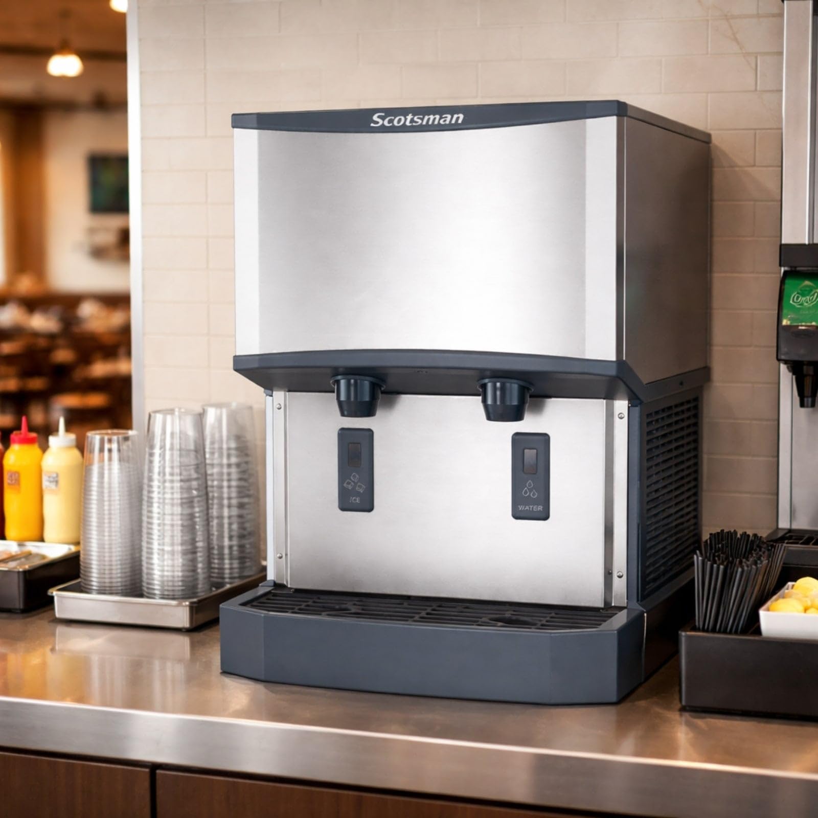 Scotsman Meridian Touchfree Countertop Nugget Ice Maker & Water Dispenser - 500 Lb/Day, 25 Lb Storage Bin on Fridge.com - View 6