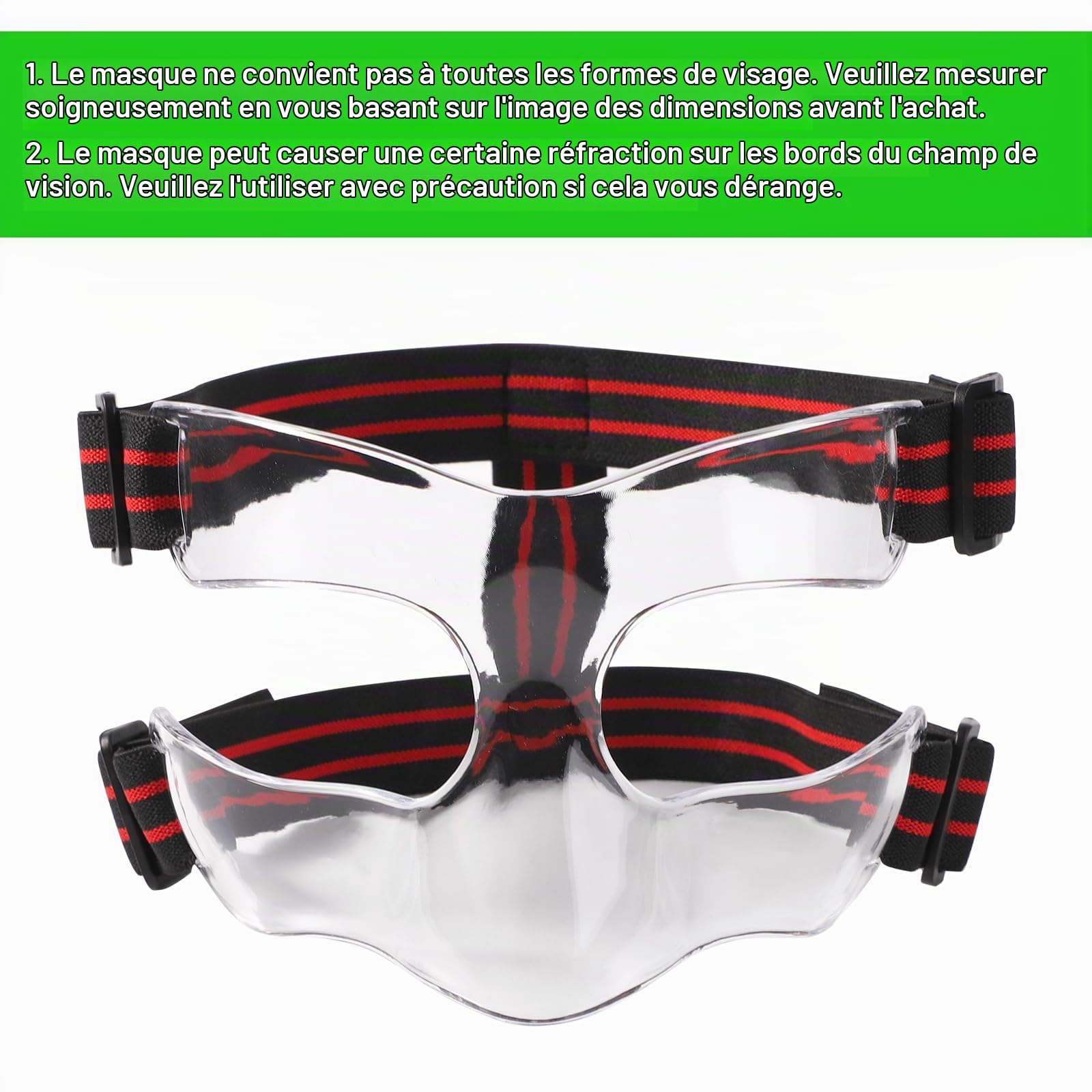 Masque pour Nez Cassé, 15 x 9,5 cm Protège Nez Cassé Protège Nez Rouge Noir Masque avec Rembourrage Protecteur Faciale Réglable pour Sport Basket-Ball Football Base-Ball (Demi-Couverture)