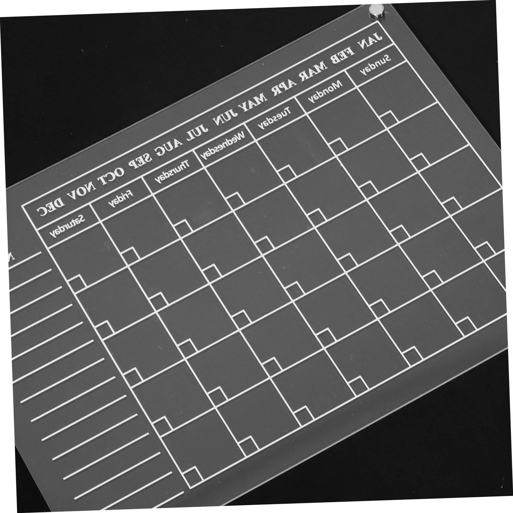 Tofficu Tableau Blanc Calendrier Magnétique en Acrylique Transparent, Format Moyen, Effaçable à Sec, Planificateur Hebdomadaire pour Réfrigérateur, Organiseur Mural pour Bureau et Maison