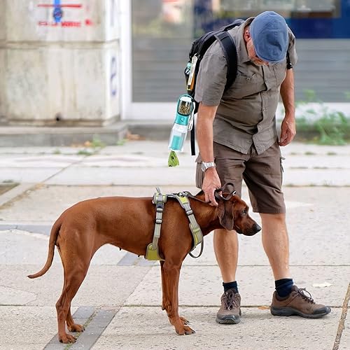 Miniatura 7 de Botella de agua para perros con contenedor de alimentos y soporte para bolsa de excrementos, cuenco de agua de viaje, dispensador portátil para