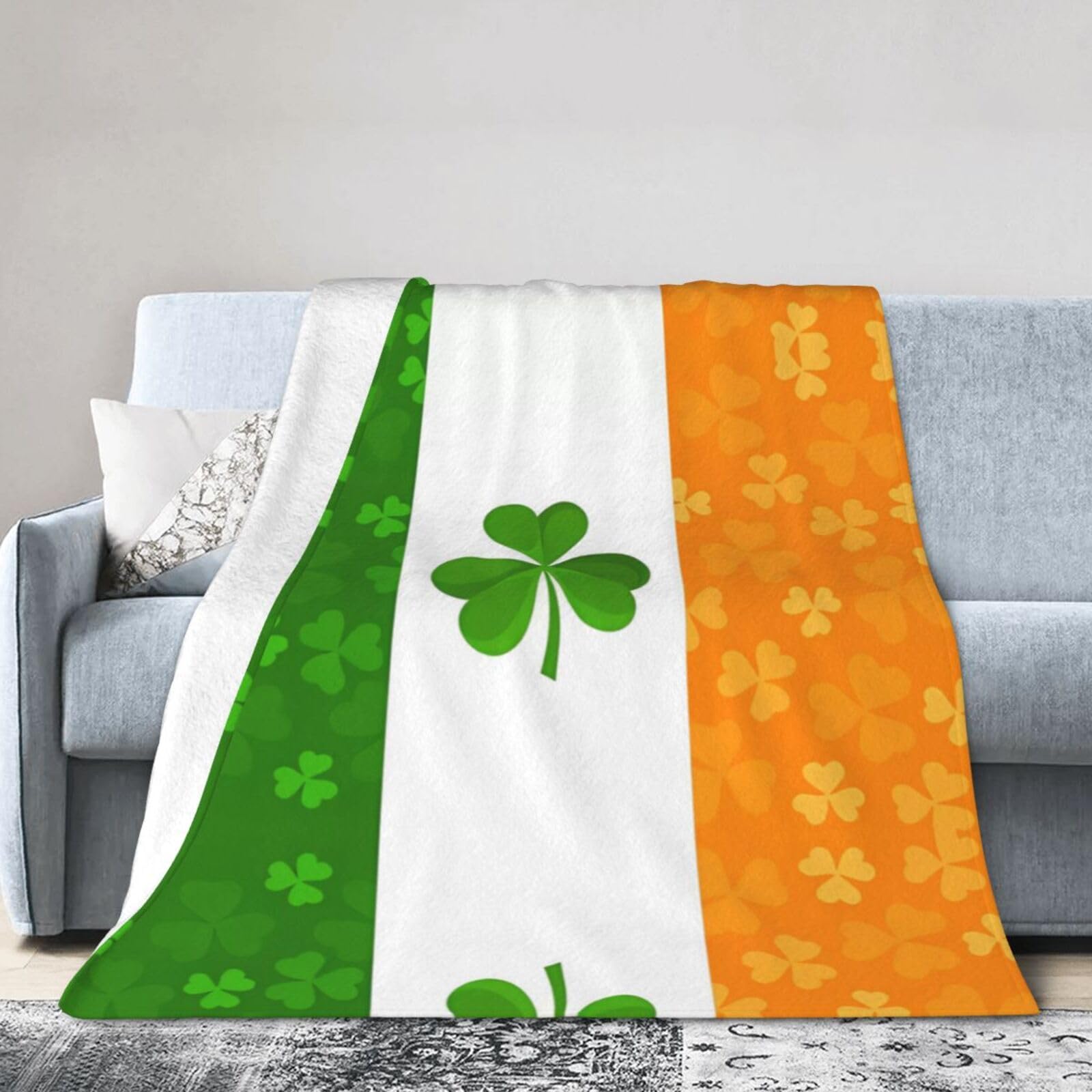 Irish Flag 40"x30" Fleece Blanket, Full Size, Super Soft, Suitable for Bed, Sofa, Camping, All Seasons