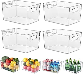 Fridge Organiser with Handles, 4 Pack Clear P...,