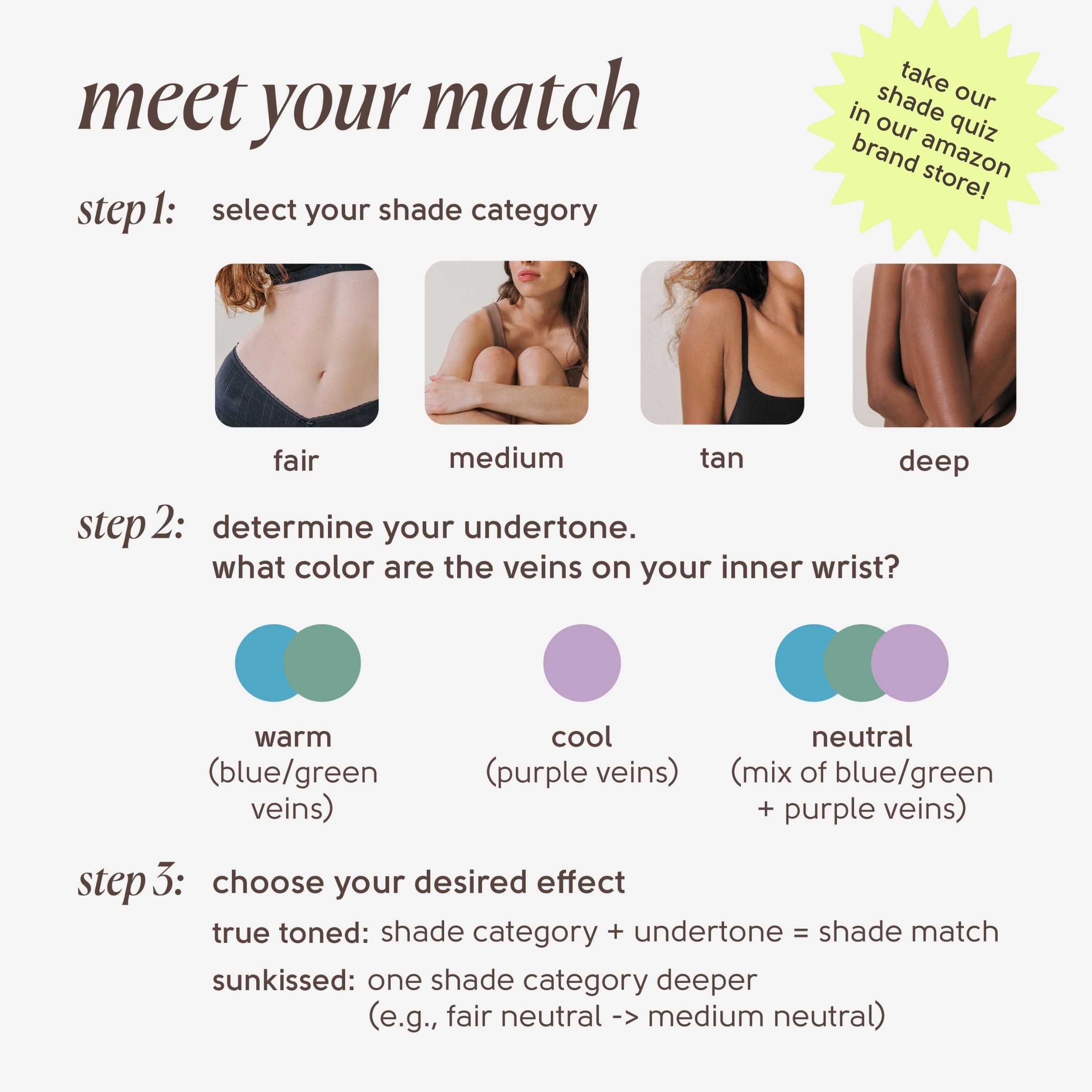 Tinge Tint Body Makeup, hält bis zu 48 Stunden, Creme mit mittlerer Deckkraft mit Aminosäuren, Hyaluronsäure und Lysin, halbmattes Finish, wasser- und übertragungsbeständig, parfümfrei, 100 ml – Deep